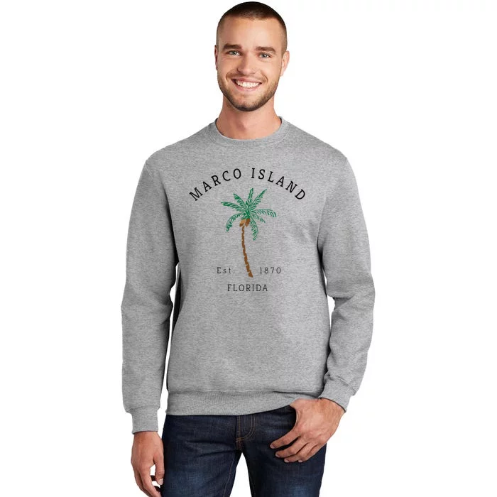 Marco Island Florida Colorful Palm Tree Retro Novelty Art Tall Sweatshirt