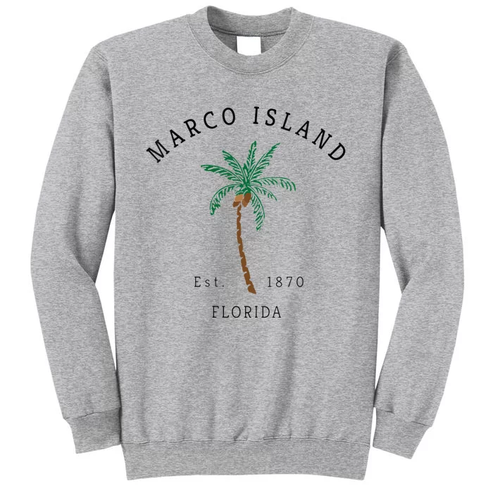 Marco Island Florida Colorful Palm Tree Retro Novelty Art Tall Sweatshirt