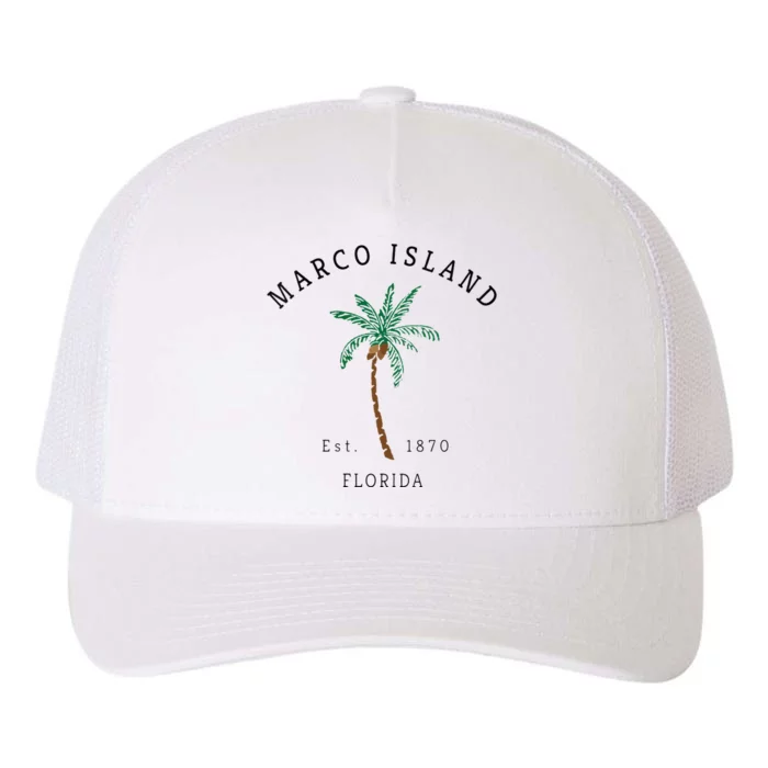 Marco Island Florida Colorful Palm Tree Retro Novelty Art Yupoong Adult 5-Panel Trucker Hat