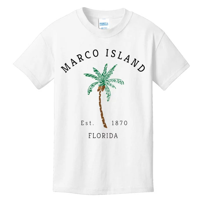 Marco Island Florida Colorful Palm Tree Retro Novelty Art Kids T-Shirt