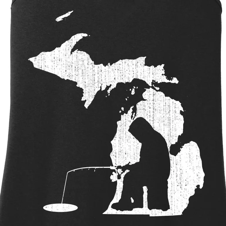 Michigan Ice Fishing State Map Design For Fisherman Ladies Essential Tank