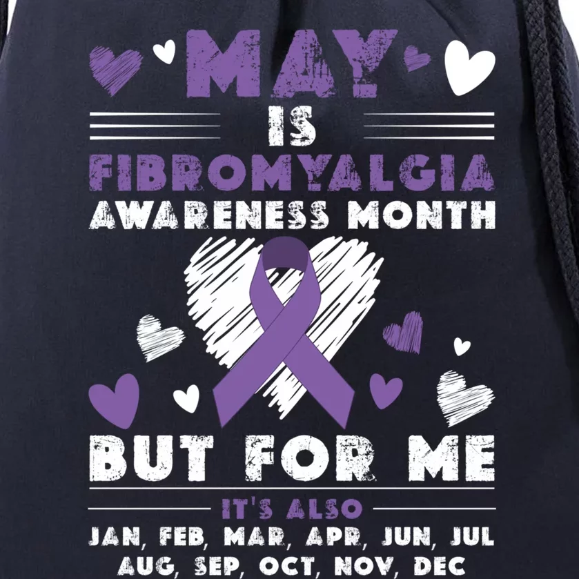 May Is Fibromyalgia Awareness Month Warrior Purple Ribbon Meaningful Gift Drawstring Bag