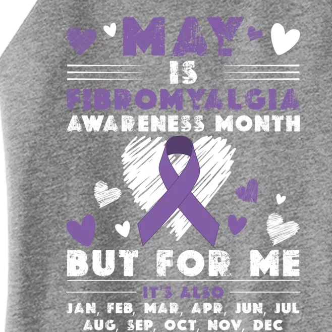 May Is Fibromyalgia Awareness Month Warrior Purple Ribbon Meaningful Gift Women’s Perfect Tri Rocker Tank