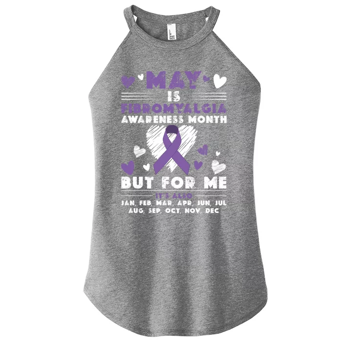 May Is Fibromyalgia Awareness Month Warrior Purple Ribbon Meaningful Gift Women’s Perfect Tri Rocker Tank