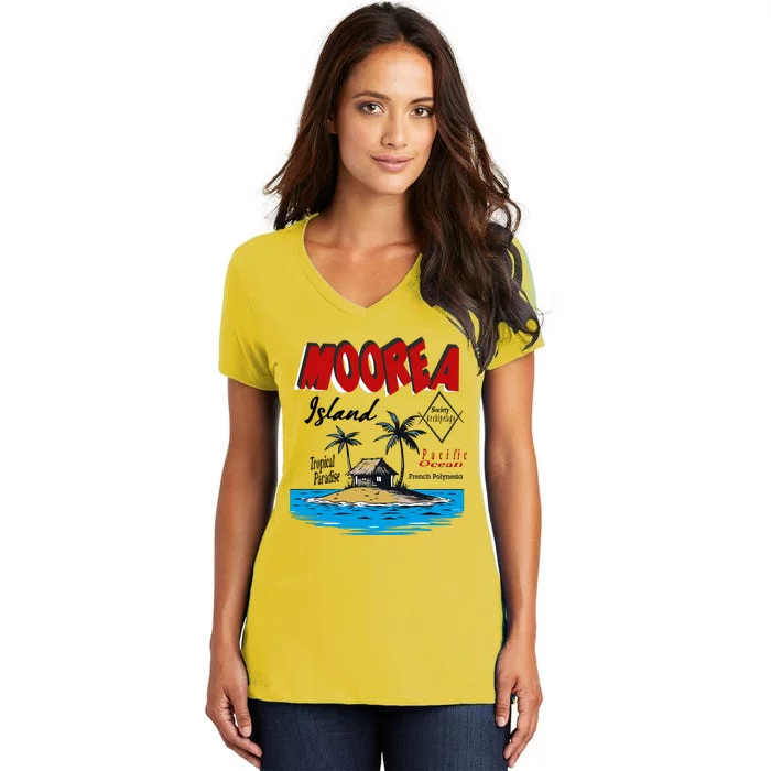 Moorea Island French Polynesia Women's V-Neck T-Shirt