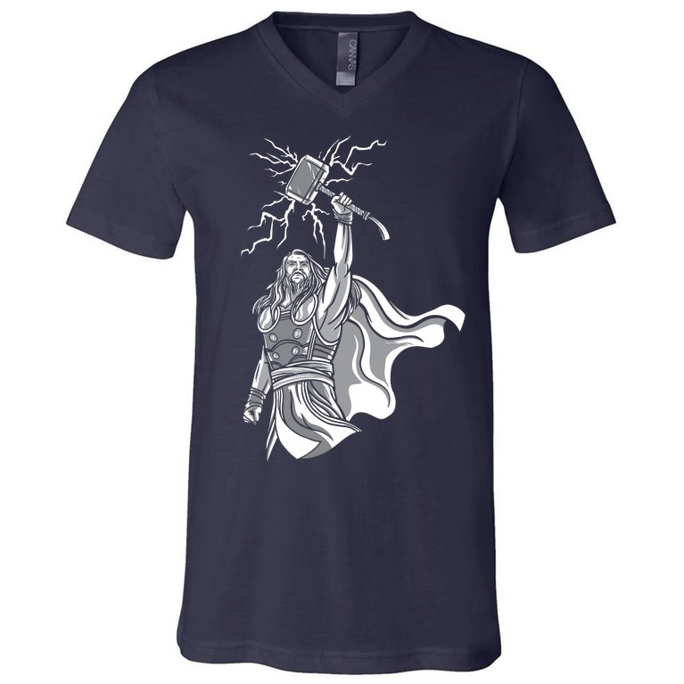 Mighty Thor With Hammer V-Neck T-Shirt