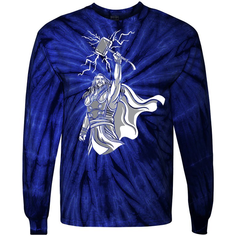 Mighty Thor With Hammer Tie-Dye Long Sleeve Shirt