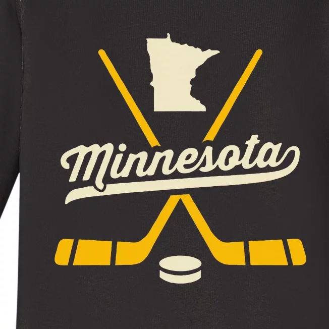 Minnesota Ice Hockey Sticks Sports Team Fan Gift Baby Long Sleeve Bodysuit