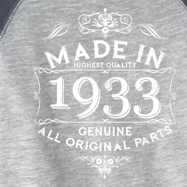 Made In Highest Quality Genuine All Original Parts 1933 90th Birthday Toddler Fine Jersey T-Shirt