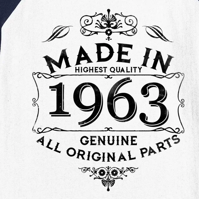 Made In Highest Quality Genuine All Original Parts 1963 60th Birthday Baseball Sleeve Shirt