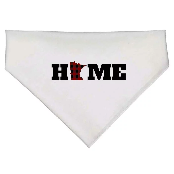 Minnesota Is Home Buffalo Plaid State Pride Gift USA-Made Doggie Bandana