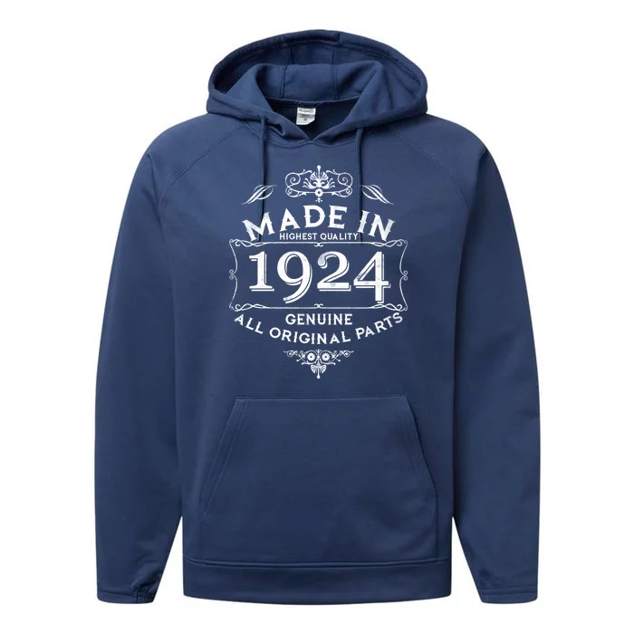 Made In Highest Quality Genuine All Original Parts 1924 100th Birthday Performance Fleece Hoodie