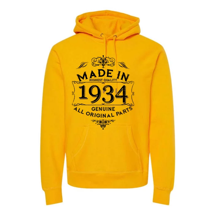 Made In Highest Quality Genuine All Original Parts 1934 90th Birthday Premium Hoodie