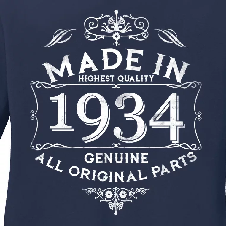 Made In Highest Quality Genuine All Original Parts 1934 90th Birthday Ladies Long Sleeve Shirt