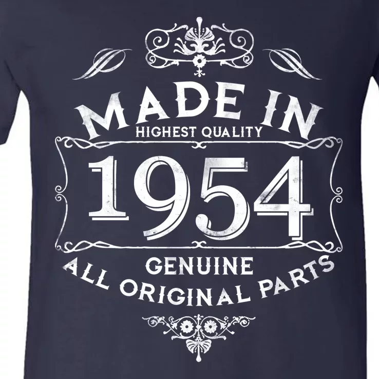 Made In Highest Quality Genuine All Original Parts 1954 70th Birthday V-Neck T-Shirt