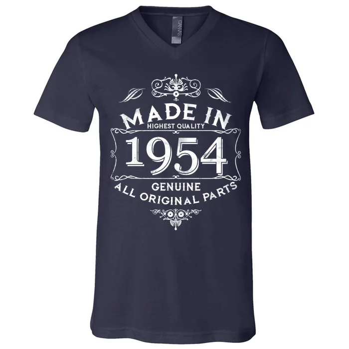 Made In Highest Quality Genuine All Original Parts 1954 70th Birthday V-Neck T-Shirt