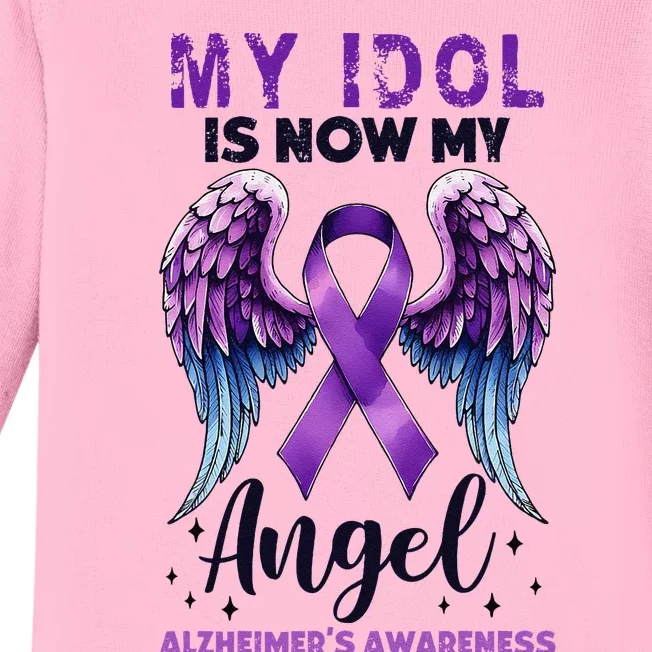 My Idol Is Now My Angel AlzheimerS Awareness Month Baby Long Sleeve Bodysuit