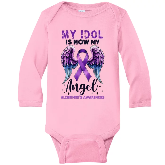 My Idol Is Now My Angel AlzheimerS Awareness Month Baby Long Sleeve Bodysuit