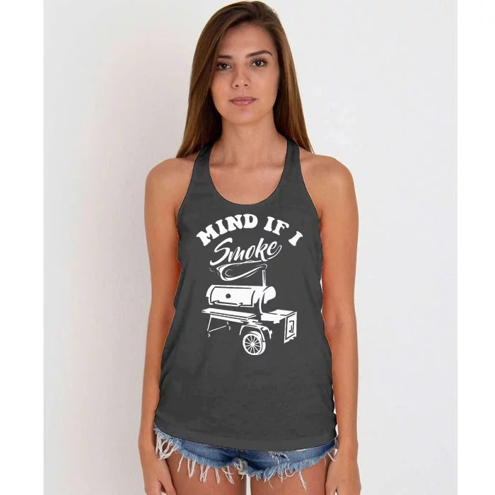 Mind If I Smoke Funny Bbq Smoker & Grilling Women's Knotted Racerback Tank