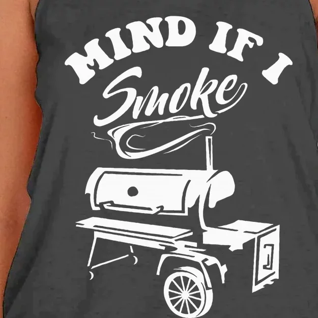 Mind If I Smoke Funny Bbq Smoker & Grilling Women's Knotted Racerback Tank