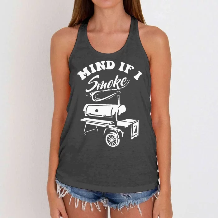 Mind If I Smoke Funny Bbq Smoker & Grilling Women's Knotted Racerback Tank