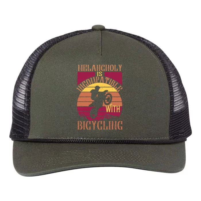 Melancholy Is Incompatible With Bicycling Mountain Biking Retro Rope Trucker Hat Cap