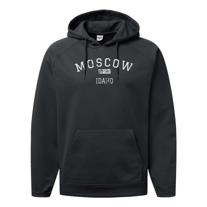 Moscow Idaho Id Vintage Performance Fleece Hoodie