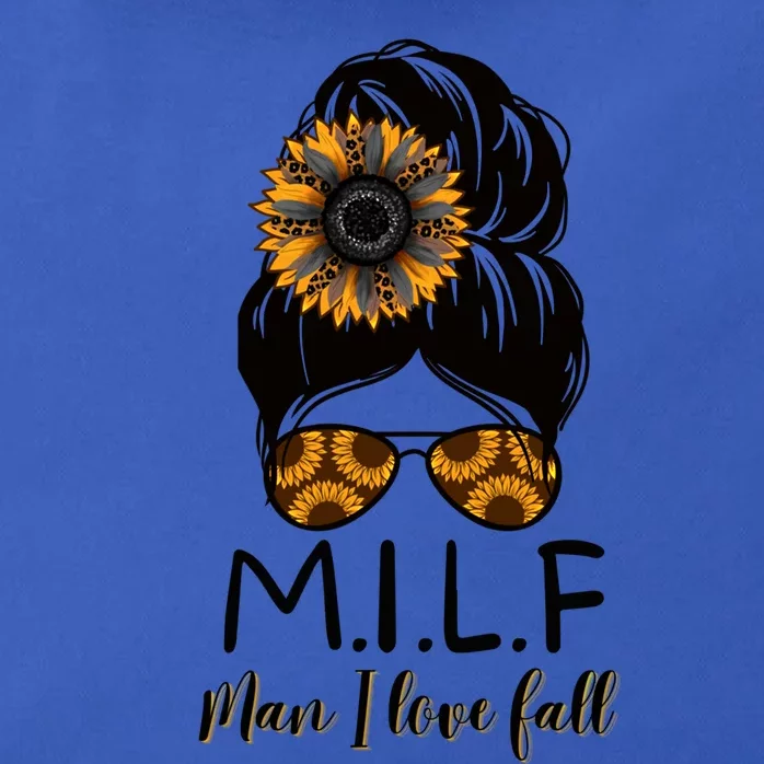 M Ilf I Love Fall Messy Bun Leopard Sunflower Sunglasses Gift Zip Tote Bag