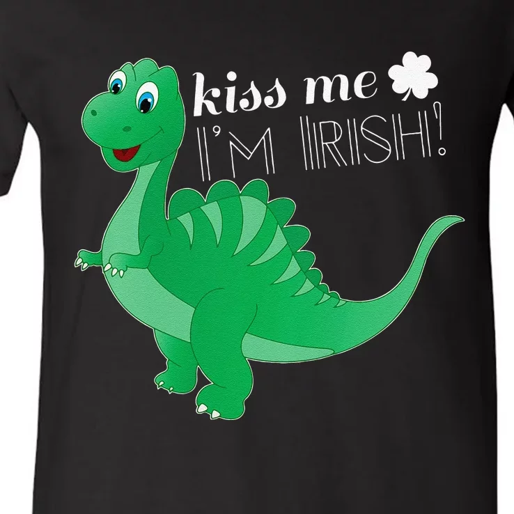 Me I'm Irish Saint Patrick's Day Cute Dinosaur V-Neck T-Shirt