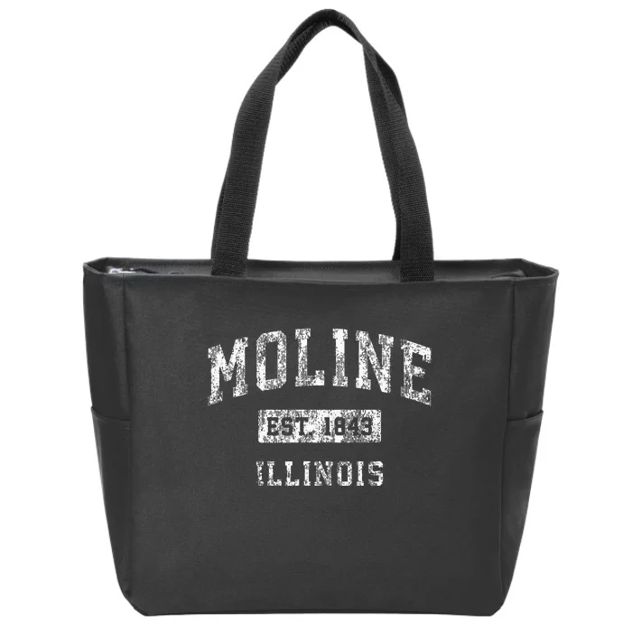 Moline Illinois Il Vintage Established Sports Zip Tote Bag