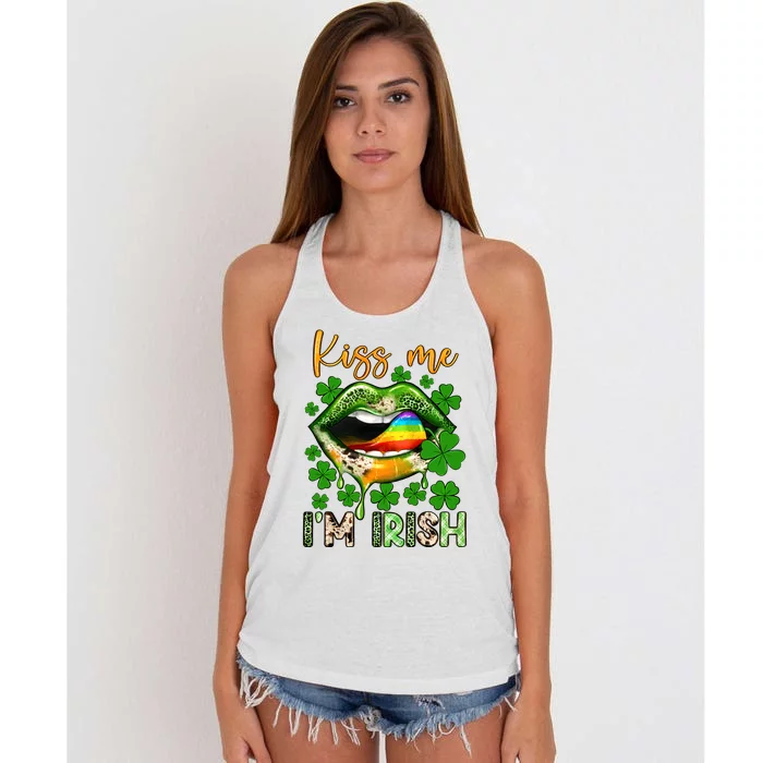 Me I'm Irish St Patrick's Day Western Lips Irish Family Women's Knotted Racerback Tank