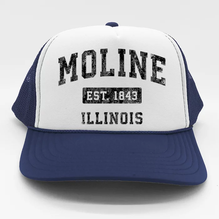 Moline Illinois Il Vintage Established Sports Trucker Hat