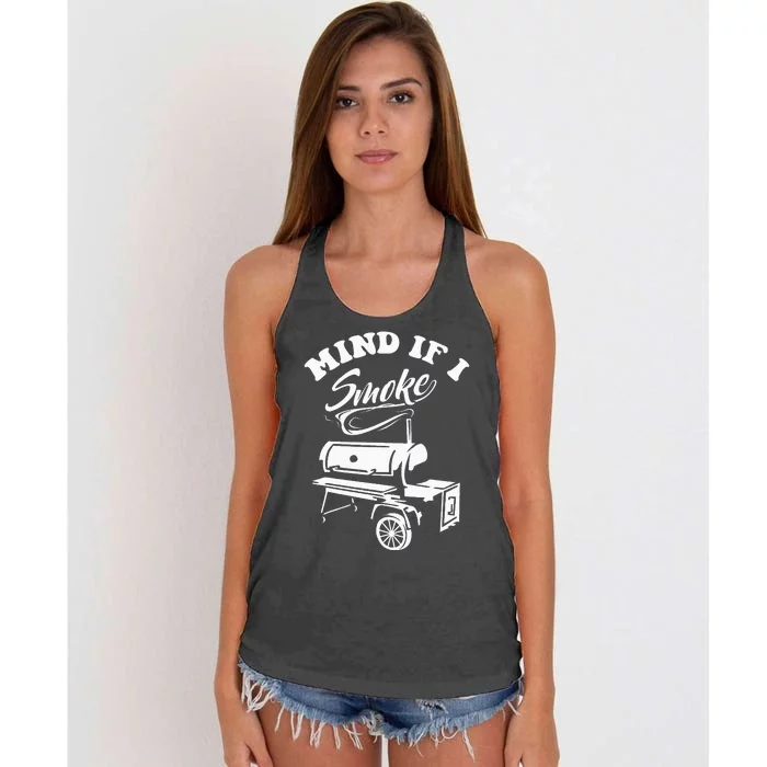 Mind If I Smoke Funny BBQ Smoker & Grilling Women's Knotted Racerback Tank