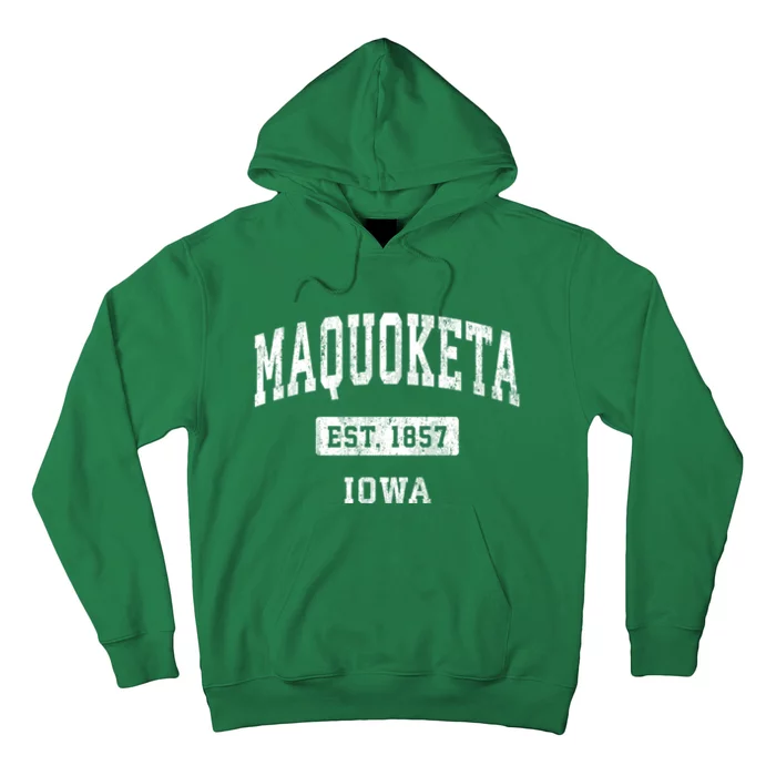 Maquoketa Iowa Ia Vintage Sports Established Hoodie