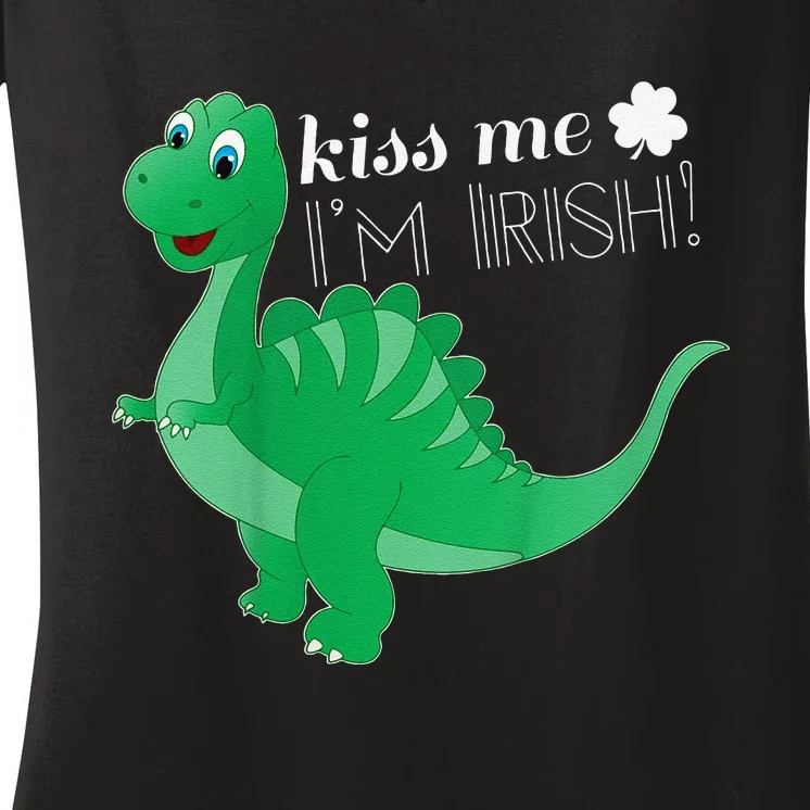 Me I'm Irish Saint Patrick's Day Cute Dinosaur Women's V-Neck T-Shirt