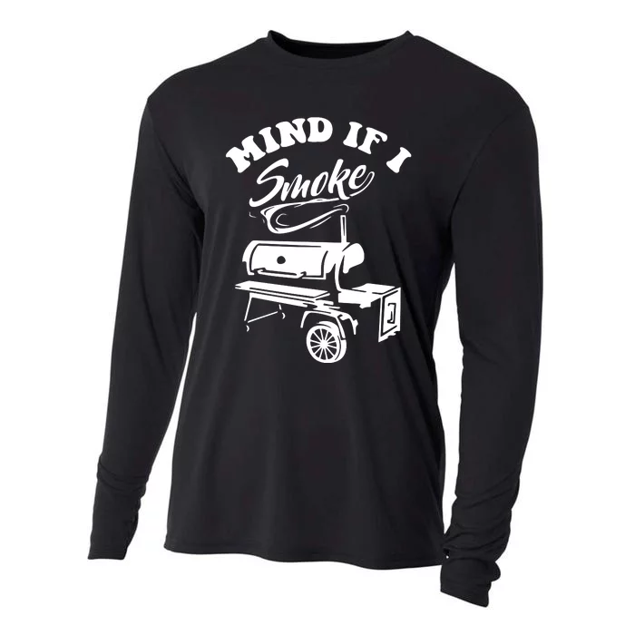 Mind If I Smoke Funny BBQ Smoker & Grilling Cooling Performance Long Sleeve Crew