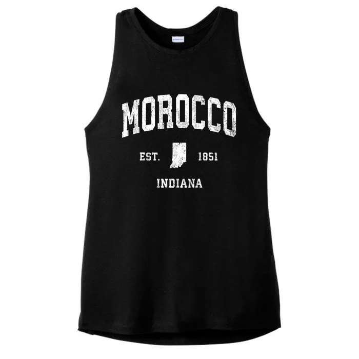 Morocco Indiana In Vintage Athletic Ladies Tri-Blend Wicking Tank