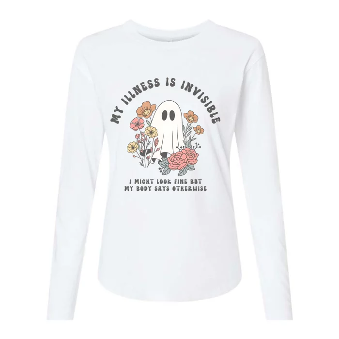 My Illness Is Invisible I Might Look Fine But My Boday Says Otherwise Womens Cotton Relaxed Long Sleeve T-Shirt