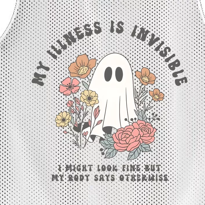 My Illness Is Invisible I Might Look Fine But My Boday Says Otherwise Mesh Reversible Basketball Jersey Tank