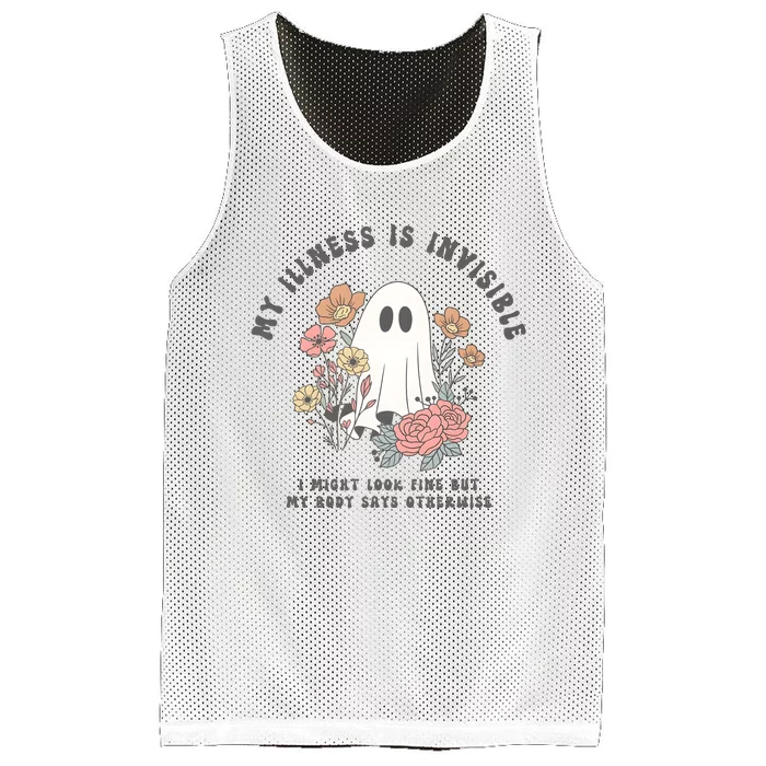 My Illness Is Invisible I Might Look Fine But My Boday Says Otherwise Mesh Reversible Basketball Jersey Tank