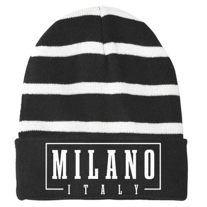 Milano Italia Italy Italian Souvenir Striped Beanie with Solid Band