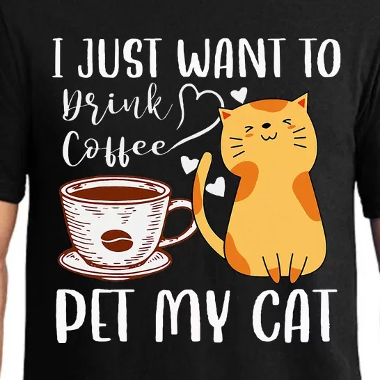 Meowy I Just Want To Drink Coffee And Pet My Cat Pajama Set