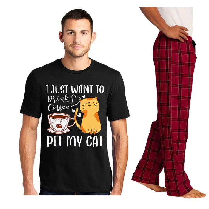 Meowy I Just Want To Drink Coffee And Pet My Cat Pajama Set