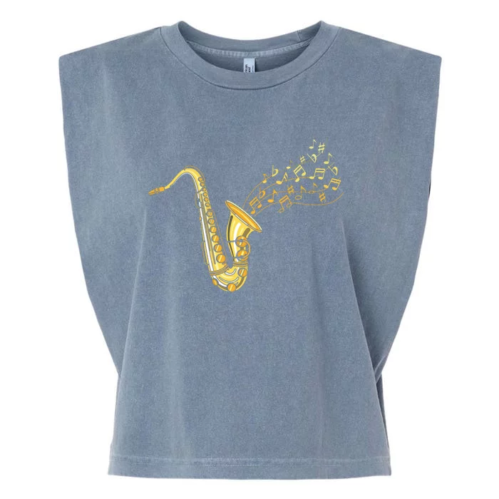 Musical Instrument Jazz Musician Gift Idea Saxophone Garment-Dyed Women's Muscle Tee