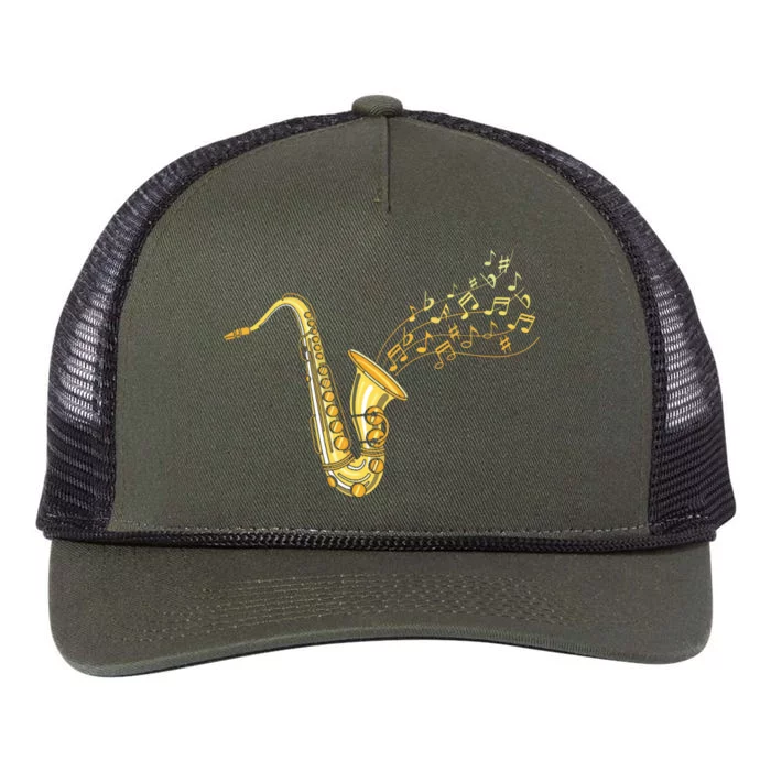 Musical Instrument Jazz Musician Gift Idea Saxophone Retro Rope Trucker Hat Cap