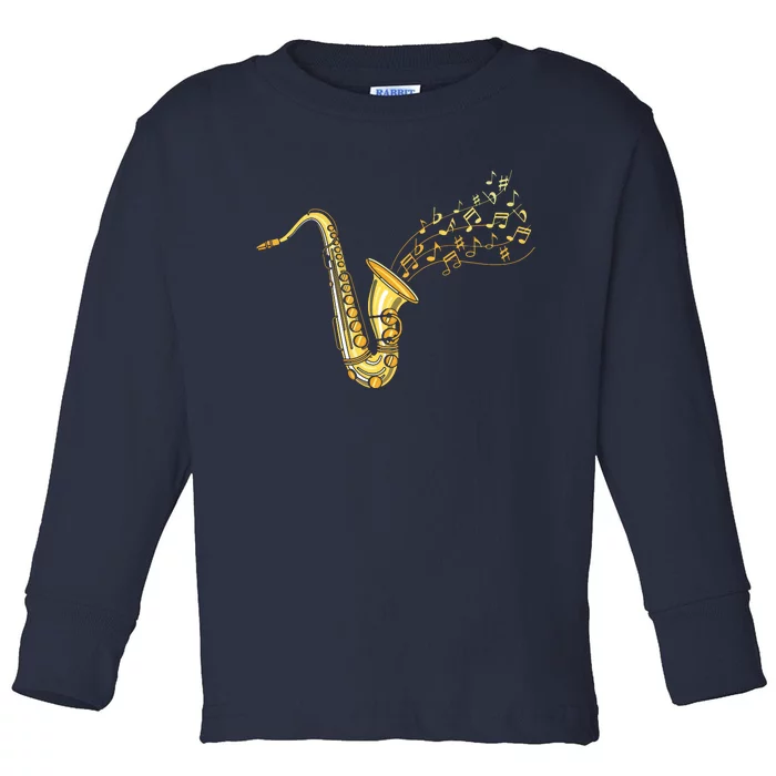 Musical Instrument Jazz Musician Gift Idea Saxophone Toddler Long Sleeve Shirt