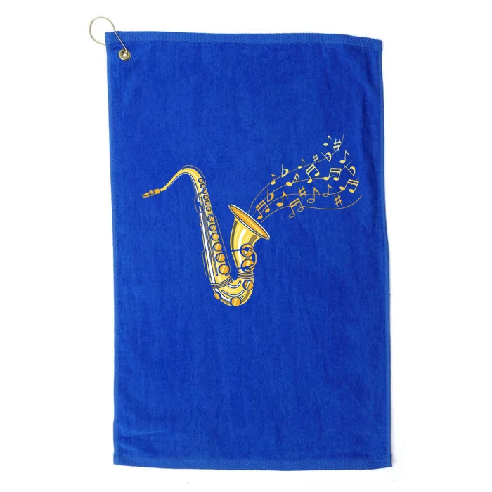 Musical Instrument Jazz Musician Gift Idea Saxophone Platinum Collection Golf Towel