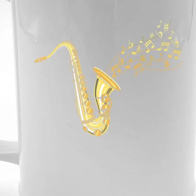 Musical Instrument Jazz Musician Gift Idea Saxophone Front & Back Beer Stein