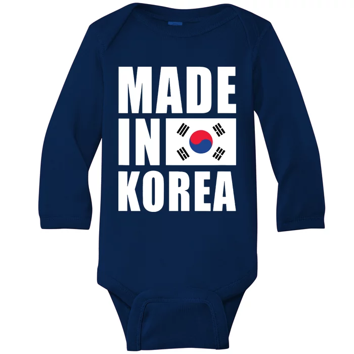 Made In Korea Korean Flag Pride Baby Long Sleeve Bodysuit