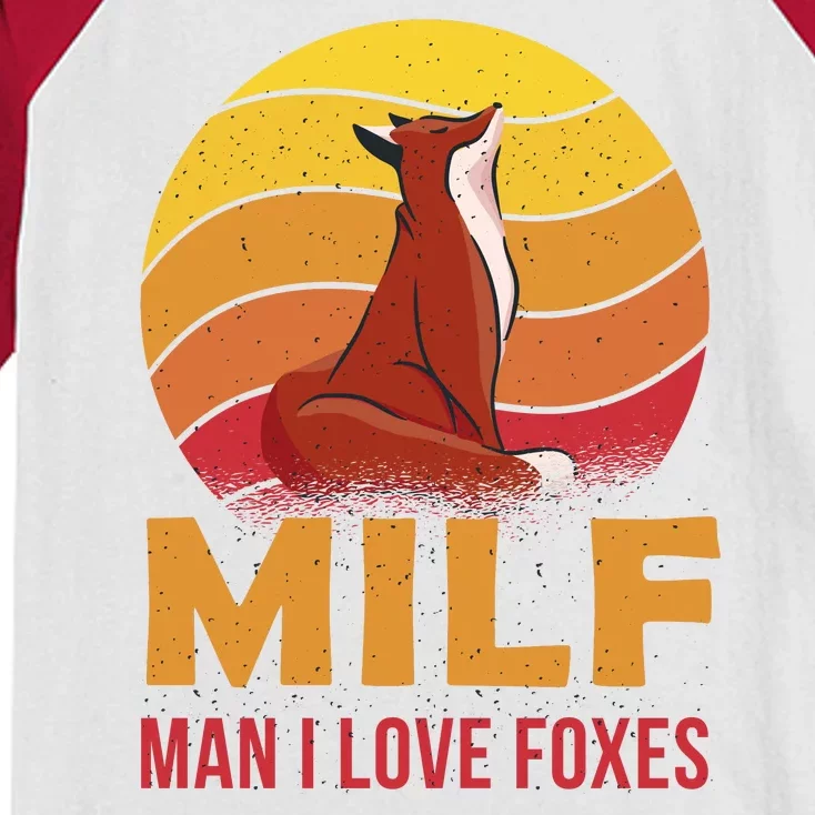 Man I Love Foxes MILF Funny Kids Colorblock Raglan Jersey